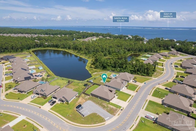 1412 Areca Palm Dr, Gulf Breeze, FL 32563 - aerial view of property's location with a nearby body of water and nearby suburban area