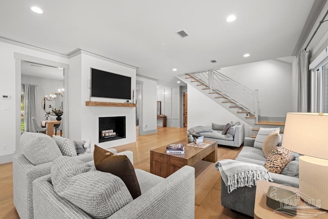 living room featuring light wood-type flooring