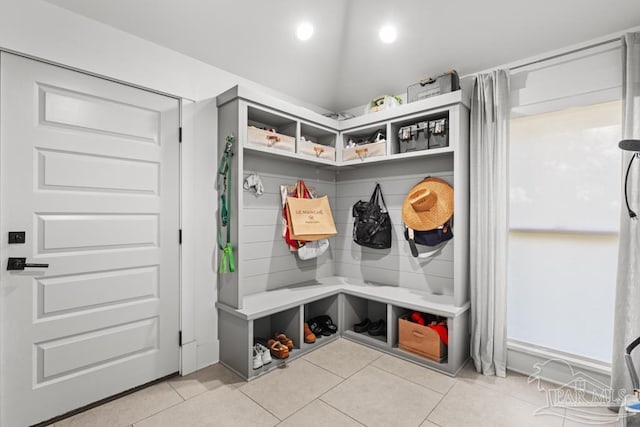 mudroom featuring light tile patterned floors