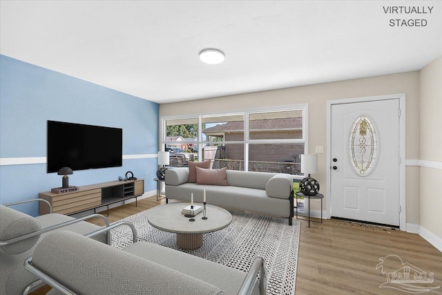 living room featuring light hardwood / wood-style flooring