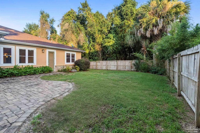 view of yard with a patio area