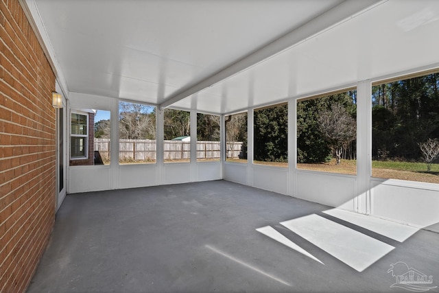 view of unfurnished sunroom