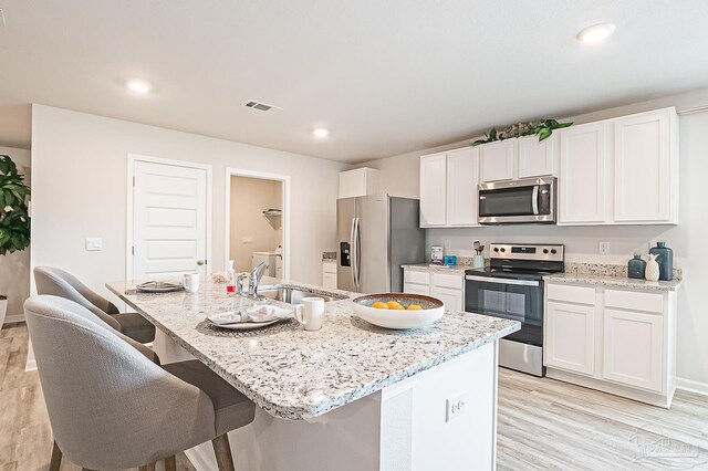 8815 Longmont Way, Milton, FL 32583 - kitchen with stainless steel appliances, white cabinets, visible vents, and a sink