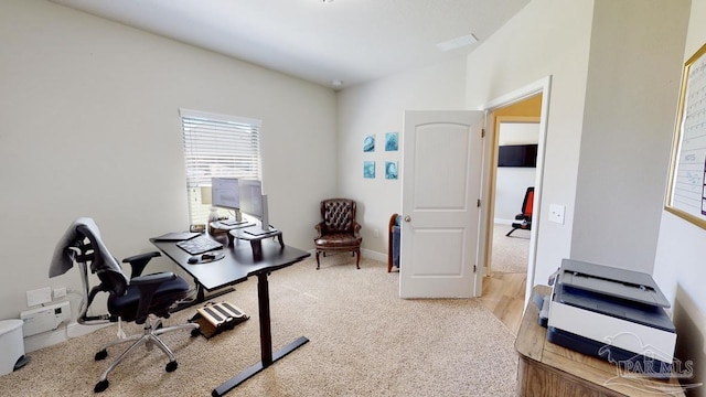 office area with light colored carpet