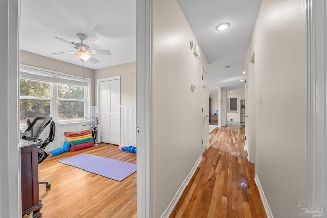 hall featuring light hardwood / wood-style flooring