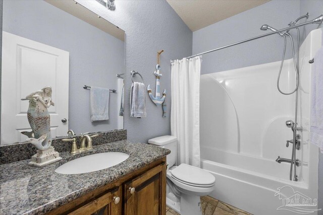 3920 Shady Grove Dr, Pace, FL 32571 - full bathroom with toilet, shower / tub combo with curtain, and vanity