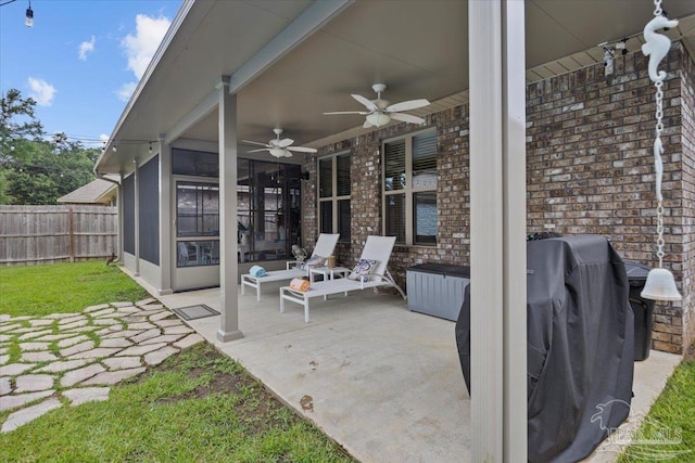 3920 Shady Grove Dr, Pace, FL 32571 - view of patio / terrace with ceiling fan and a sunroom