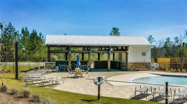 pool featuring a patio area and fence