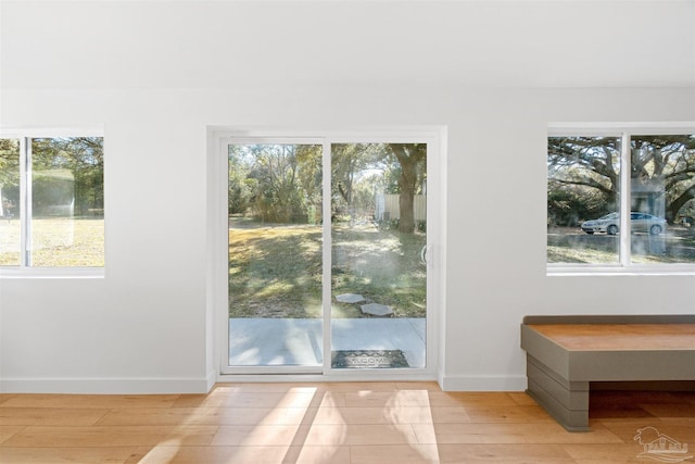 doorway to outside featuring light hardwood / wood-style flooring