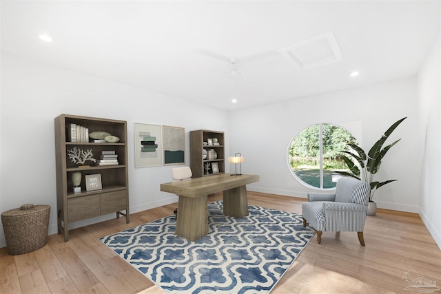 office space featuring hardwood / wood-style floors