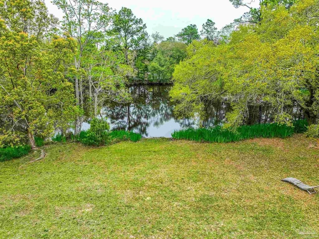 view of yard with a water view