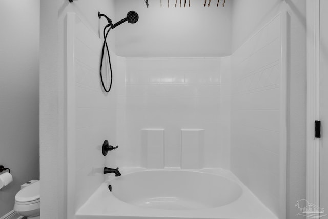full bath featuring toilet and bathtub / shower combination