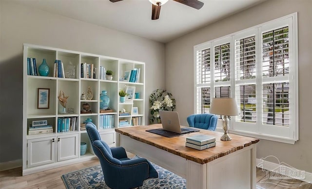 12789 Island Spirit Dr, Pensacola, FL 32506 - office area with a wealth of natural light, baseboards, and ceiling fan