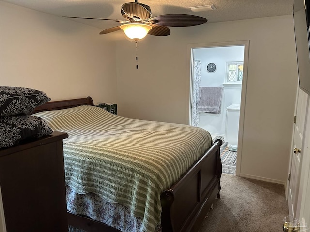 8714 Figland Ave, Pensacola, FL 32534 - carpeted bedroom with ensuite bath, visible vents, and ceiling fan