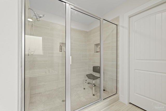 bathroom featuring a stall shower