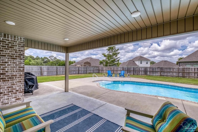 view of pool featuring a patio area and a fenced backyard