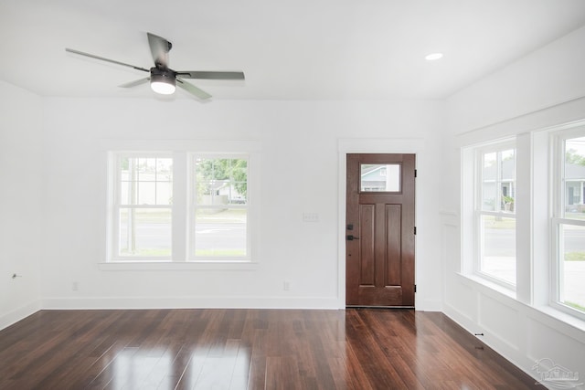 502 W Gregory St, Pensacola, FL 32502 - foyer with plenty of natural light, dark wood-style flooring, and a ceiling fan