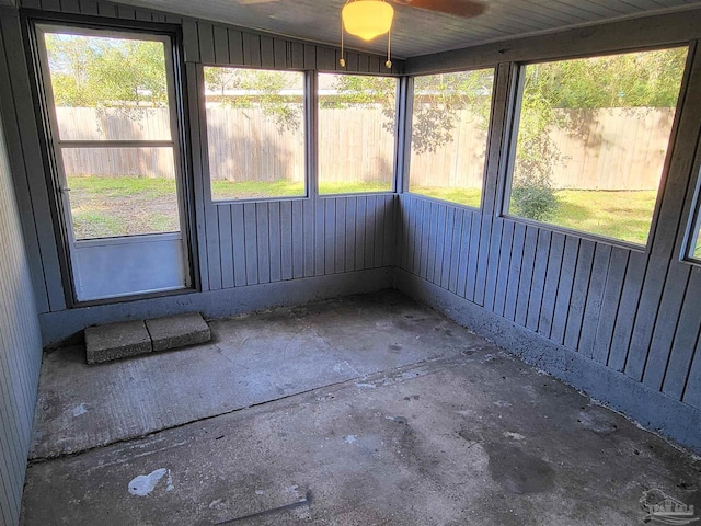 view of unfurnished sunroom