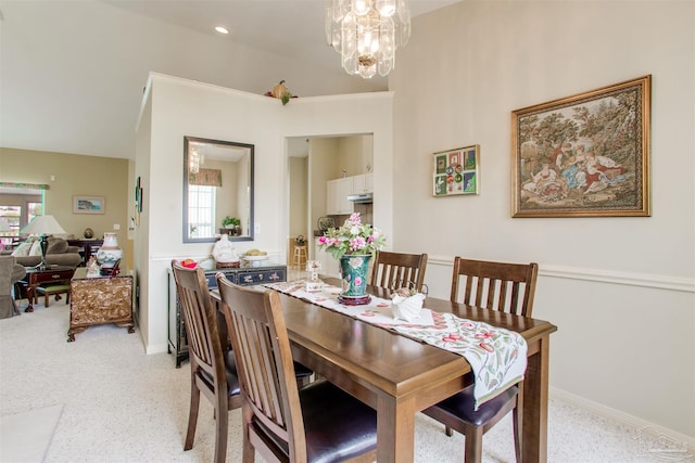 3017 Southsky Ln, Pensacola, FL 32506 - dining area featuring healthy amount of natural light, light colored carpet, and a chandelier