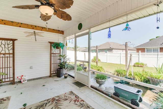3881 Windsor Castle Blvd, Milton, FL 32583 - unfurnished sunroom with a ceiling fan