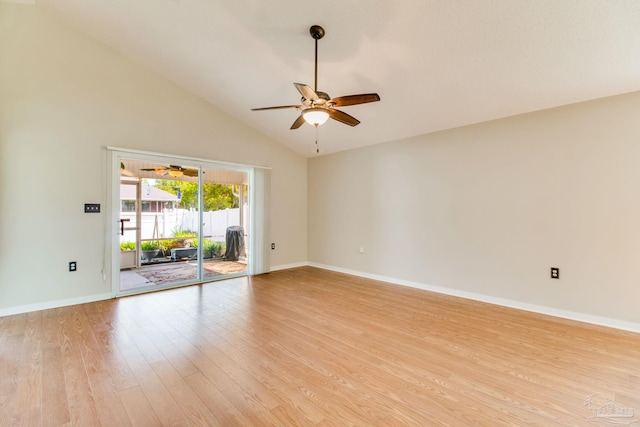 3881 Windsor Castle Blvd, Milton, FL 32583 - spare room with ceiling fan, light wood-type flooring, lofted ceiling, and baseboards