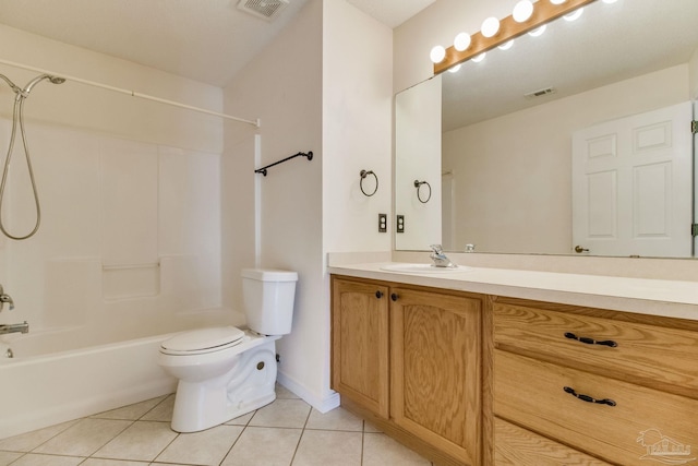 3881 Windsor Castle Blvd, Milton, FL 32583 - bathroom featuring tile patterned floors, toilet, vanity, and shower / washtub combination
