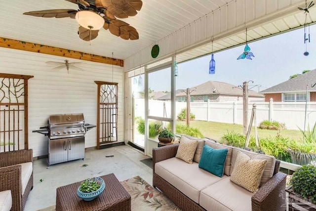 3881 Windsor Castle Blvd, Milton, FL 32583 - sunroom / solarium with a ceiling fan and an outdoor living space