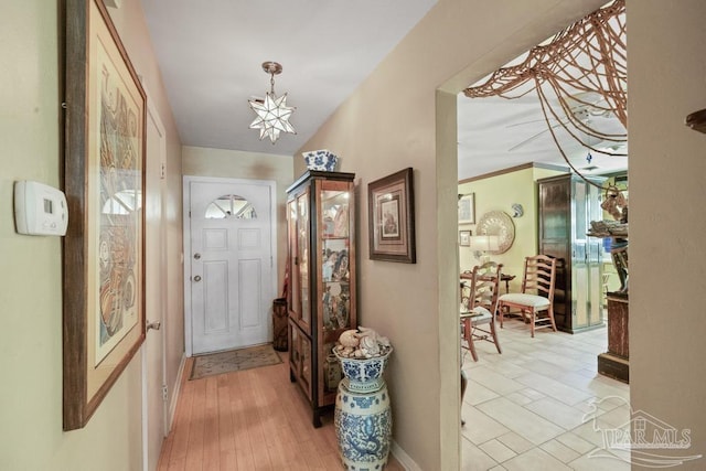 doorway with light hardwood / wood-style flooring