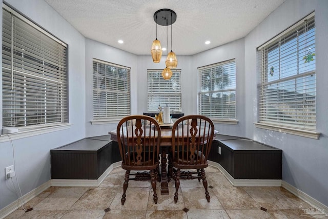 dining room featuring a textured ceiling