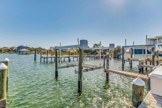 view of dock featuring a water view