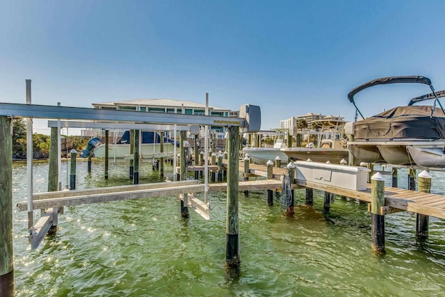 view of dock featuring a water view