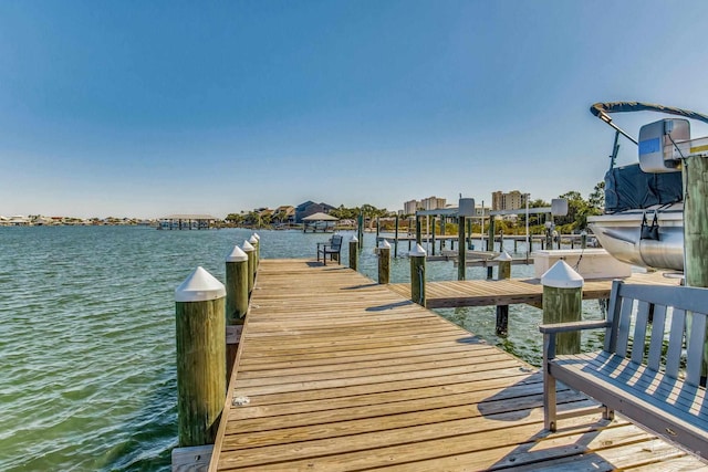 dock area featuring a water view