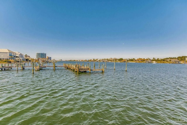 view of dock featuring a water view