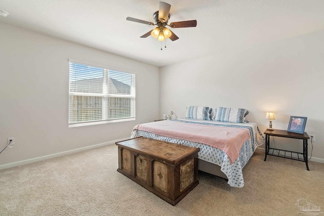5252 Peach Dr, Pace, FL 32571 - bedroom featuring baseboards, light colored carpet, and a ceiling fan