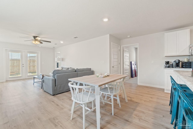 5252 Peach Dr, Pace, FL 32571 - dining space with light wood-style floors, a ceiling fan, recessed lighting, and baseboards