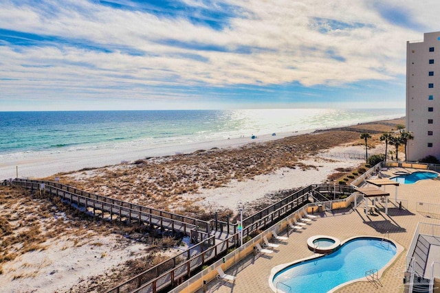 property view of water with a beach view