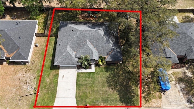 7951 Amethyst Dr, Pensacola, FL 32506 - view from above of property with property parcel outlined