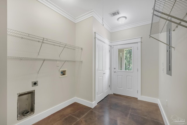 7515 Whiting Acres Ln, Milton, FL 32570 - laundry area with washer hookup, electric dryer hookup, and crown molding