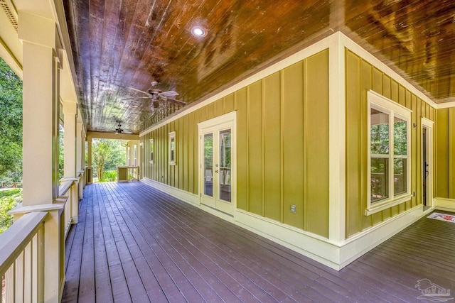 7515 Whiting Acres Ln, Milton, FL 32570 - porch featuring ceiling fan and french doors
