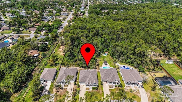 drone / aerial view with a residential view