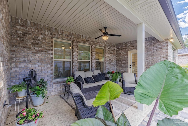 view of patio / terrace featuring an outdoor living space and ceiling fan