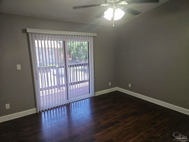 2201 Scenic Hwy Unit E-7, Pensacola, FL 32503 - empty room with a ceiling fan, dark wood-style floors, and baseboards