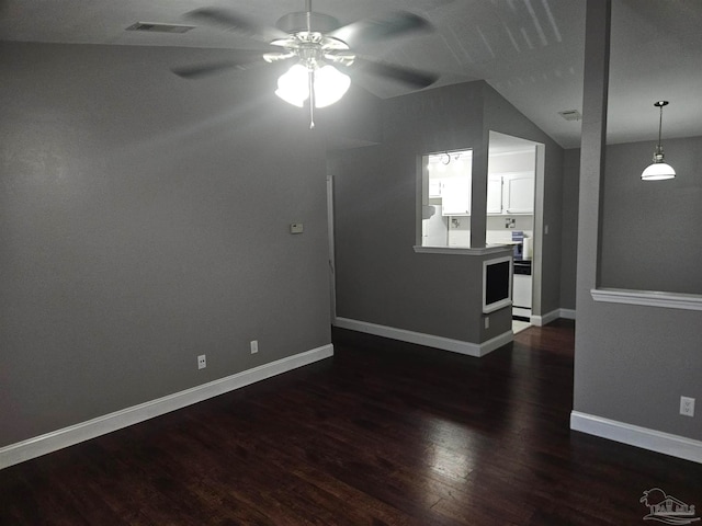 2201 Scenic Hwy Unit E-7, Pensacola, FL 32503 - empty room with ceiling fan, dark wood-style flooring, and baseboards