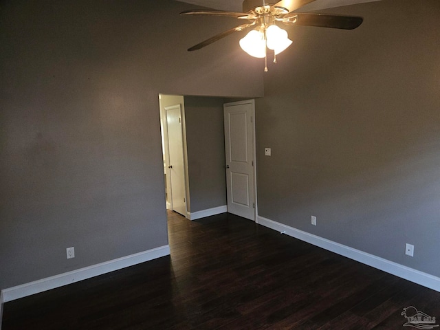2201 Scenic Hwy Unit E-7, Pensacola, FL 32503 - spare room featuring ceiling fan, baseboards, and dark wood-style floors