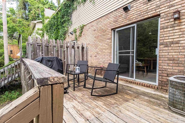 1314 Foxborough Dr, Pensacola, FL 32514 - deck with central AC, a grill, and fence