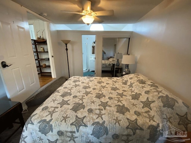 bedroom featuring ceiling fan