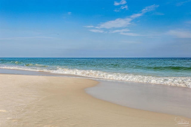 view of water feature featuring a beach view