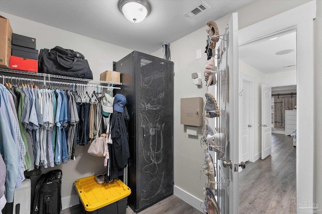 spacious closet featuring hardwood / wood-style flooring