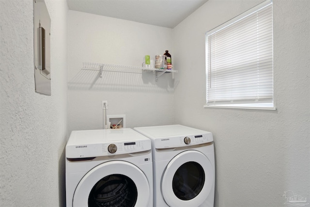 laundry area featuring washing machine and clothes dryer