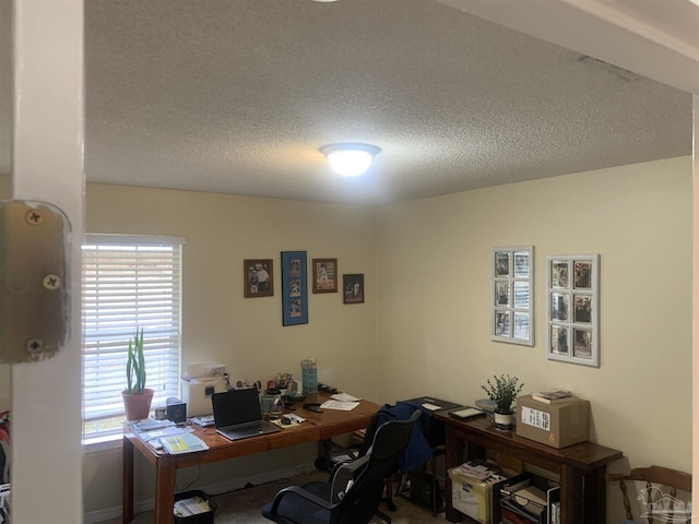 office featuring a textured ceiling